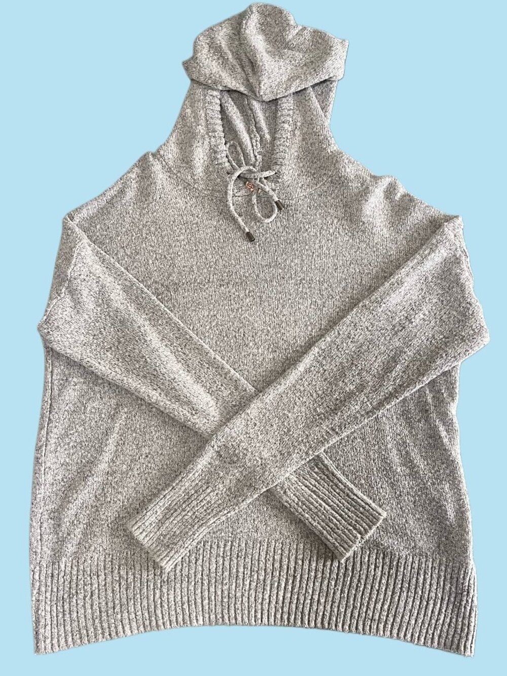 SO Gray Knit Hooded Sweater Pullover Size M Soft Cozy